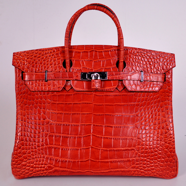 H40CLFS Hermes Birkin 40cm strisce in pelle di coccodrillo in Flame wi